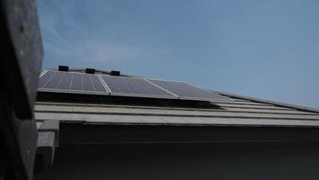 Photovoltaic. Solarcell panel. Solar roof power plant on the roof photo