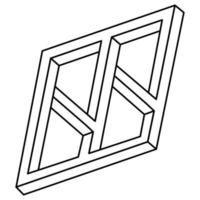 Impossible shape. Line design object. Isolated on a white background. Vector illustration. Optical illusion figure. Op art.