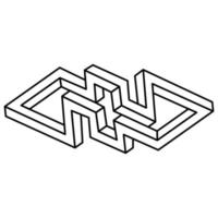 Optical illusion shape, unreal geometric object. Impossible figure. Sacred geometry. Line design. vector