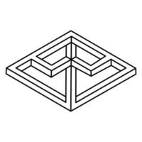 Optical illusion shape, unreal geometric object. Impossible figure. Sacred geometry shape. vector