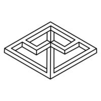 Optical illusion shape, unreal geometric object. Impossible figure. Sacred geometry shape. vector