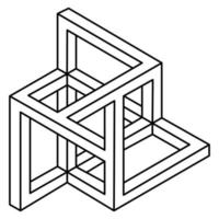 diseño de logotipo de forma imposible, objeto de ilusión óptica. figura de arte óptico. geometría sagrada. vector