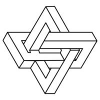 Optical illusion shape, unreal geometric object. Impossible figure. Sacred geometry shapes. vector