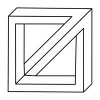 Impossible cube. Line design shape. Impossible object. Optical illusion figure. Op art. vector