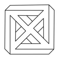 Impossible optical illusion shape. Optical art object. Impossible cube. Line design. vector