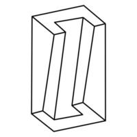 Optical illusion shape. Impossible object. Op art figure. Line design. vector