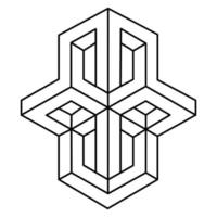 Impossible shape logo design, optical illusion object. Optical art figure. Sacred geometry. Line art. vector