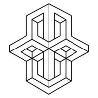 diseño de logotipo de forma imposible, objeto de ilusión óptica. figura de arte óptico. geometría sagrada. arte lineal. vector