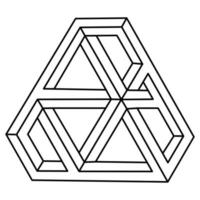 Impossible figure. Geometric object. Optical illusion shape. Op art. vector