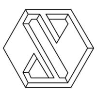 Impossible hexagon. Line design. Impossible shape. Optical illusion object. Sacred geometry figure. Op art. vector