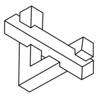 Impossible shape. Web design element. Optical illusion objects. Unreal geometric figure. vector