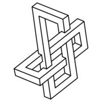 Optical illusion, unreal geometric object vector. Impossible figure. Sacred geometry. Op art shape. vector