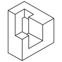 Optical illusion shape, geometric figure, impossible object. Op art. vector