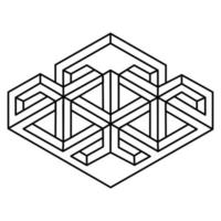 Optical illusion, unreal geometric object vector. Impossible figure. Sacred geometry shape. vector