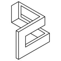 Optical illusion shape. Impossible object. Op art figure. Sacred geometry. Line art. vector