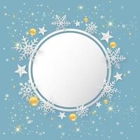 Christmas happy new year blue background with snowflake and stars. Holidays banner. vector