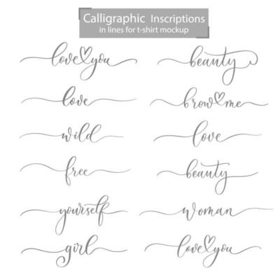 Calligraphic inscriptions for t-shirt design and mockups.