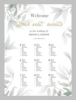 Your sear awaits - hand drawn modern calligraphy inscription for wedding sign with number. Seating plan for guests with table numbers. vector