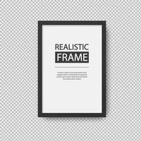 Realistic vertical black frame on transparent background vector