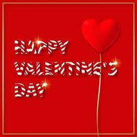 Happy Valentines day. Inscription with red wavy and shadow vector. vector