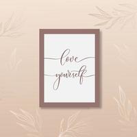 Realistic picture frame with calligraphy. vector