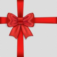 Red bow and satin ribbons.  Mockup for the design of postcards, brochures and posters. Realistic image on a transparent background. vector