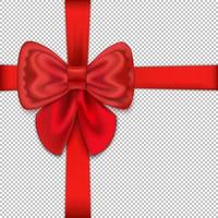 Red bow and satin ribbons. Mockup for the design of postcards, brochures and posters. Realistic image on a transparent background. vector