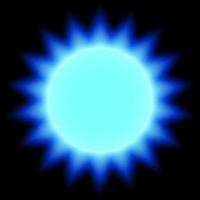 Abstract flash of the sun in blue. Natural gas. Neon illustration on a black background. Vector