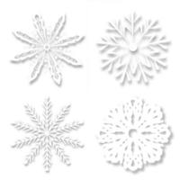 Paper snowflakes with soft shadows on a white background. realistic vector illustration.