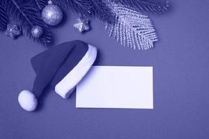 Christmas background. Flat new year mockup with blank copy of business card photo