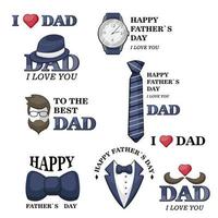 Happy Father s Day greeting card.Vector. A set of pictures for the holiday. vector