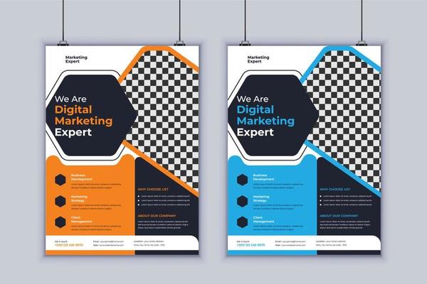 We Are Digital Marketing Expert Flyer Design. Flyer 2 Page Template. Vector Design