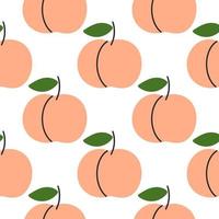 Peaches seamless pattern vector illustration