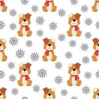 Seamless pattern with dog in red scarf vector