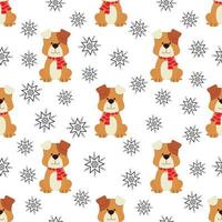 Seamless pattern with dog in red scarf vector