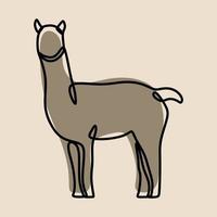 Alpaca animal oneline continuous line art set vector