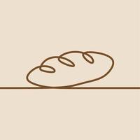 bake bread oneline continuous line art vector