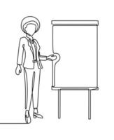 woman business presentation oneline continuous single line art vector