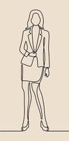 Woman wear suit oneline continuous single line art vector