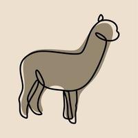 Alpaca animal oneline continuous line art set vector