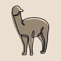 conjunto de arte de línea continua en línea de animales de alpaca vector