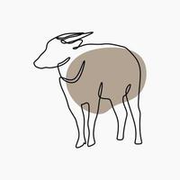 Anoa animal oneline continuous line art vector