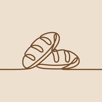 bake bread oneline continuous line art vector