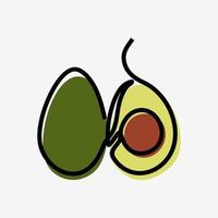 Arte de línea continua en línea de fruta de aguacate vector premium