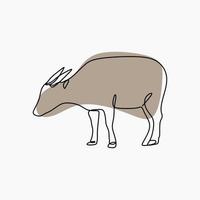 Anoa animal oneline continuous line art vector