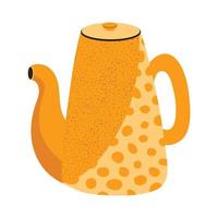 Ceramic orange teapot with Scandinavian pattern vector