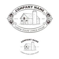 Barn farm vintage logo design template vector