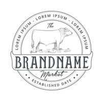 Cattle farm logo design template vector