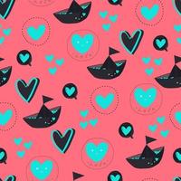 vector seamless pattern cute boat with hearts, hearts and speech bubbles. Background for stationery, fabrics, websites, packaging and invitation cards for Valentine's Day