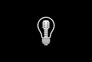bombilla de luz retro vintage guitarra música idea creativa vector de diseño de logotipo